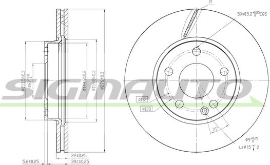 SIGMAUTO DBB220V - Тормозной диск autospares.lv