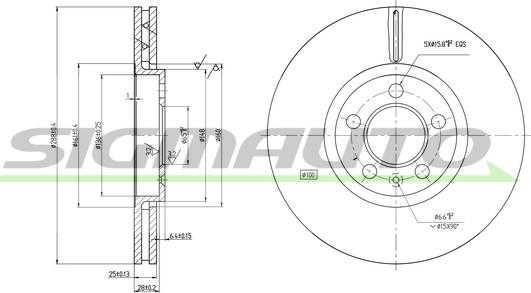 SIGMAUTO DBB221V - Тормозной диск autospares.lv