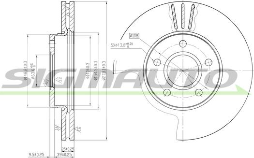 SIGMAUTO DBB222V - Тормозной диск autospares.lv