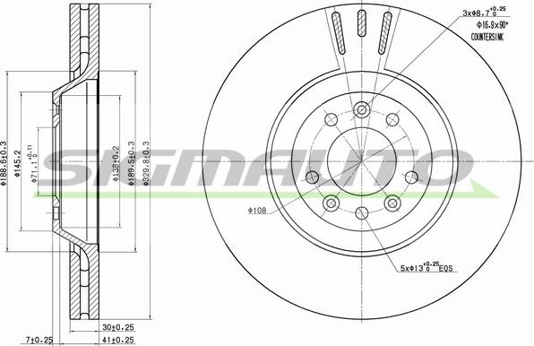 SIGMAUTO DBB274V - Тормозной диск autospares.lv