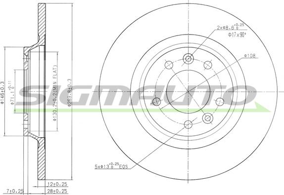 SIGMAUTO DBB275S - Тормозной диск autospares.lv