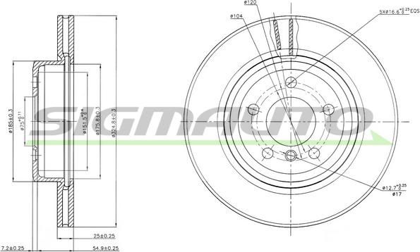 SIGMAUTO DBB271V - Тормозной диск autospares.lv