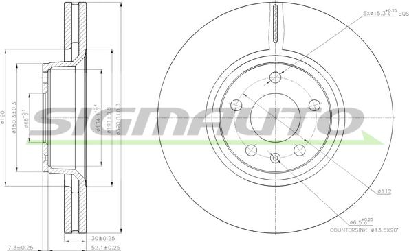 SIGMAUTO DBB277V - Тормозной диск autospares.lv