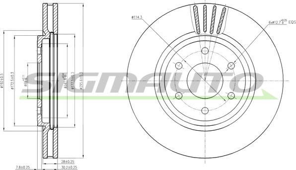 SIGMAUTO DBB761V - Тормозной диск autospares.lv