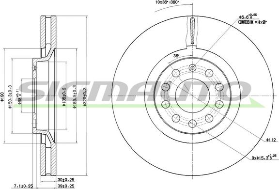 SIGMAUTO DBB705V - Тормозной диск autospares.lv