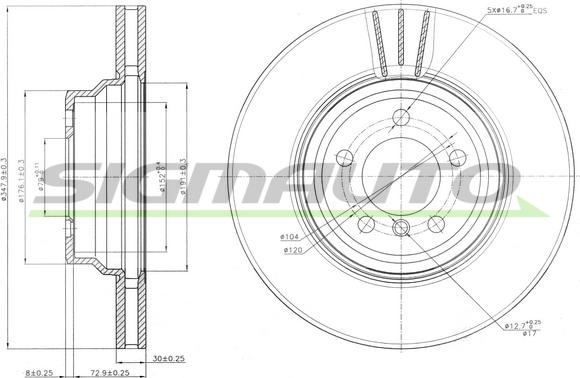 SIGMAUTO DBB701V - Тормозной диск autospares.lv