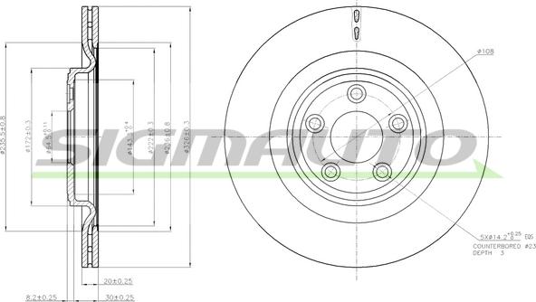 SIGMAUTO DBB703V - Тормозной диск autospares.lv