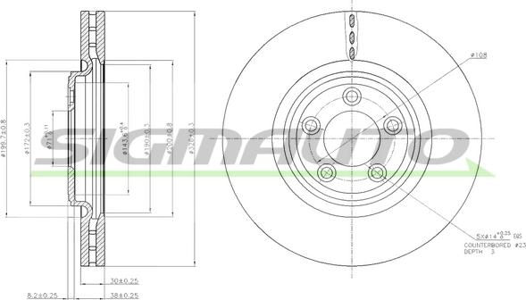 SIGMAUTO DBB702V - Тормозной диск autospares.lv