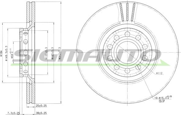 SIGMAUTO DBB707V - Тормозной диск autospares.lv