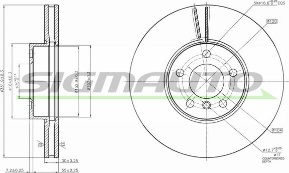 SIGMAUTO DBB714V - Тормозной диск autospares.lv