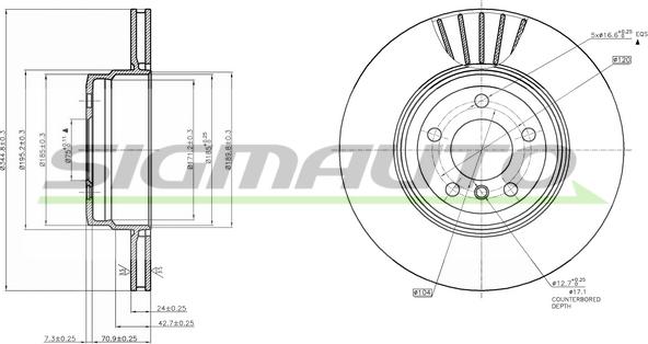 SIGMAUTO DBB716V - Тормозной диск autospares.lv