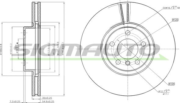 SIGMAUTO DBB713V - Тормозной диск autospares.lv