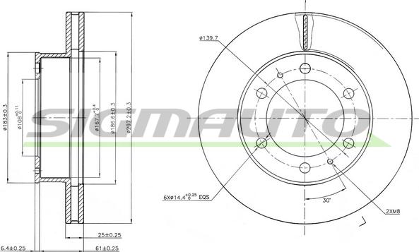 SIGMAUTO DBB783V - Тормозной диск autospares.lv