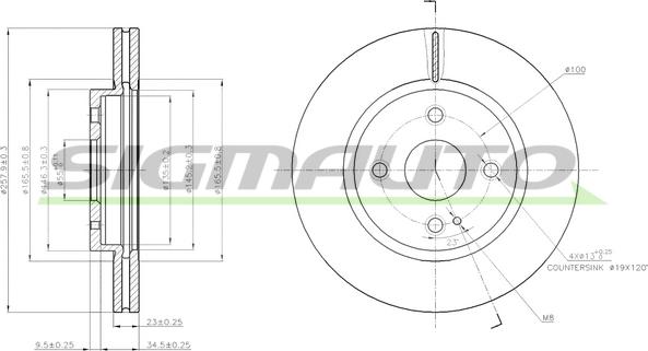 SIGMAUTO DBB738V - Тормозной диск autospares.lv