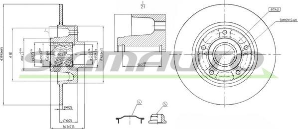 SIGMAUTO DBB732S - Тормозной диск autospares.lv