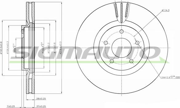 SIGMAUTO DBB724V - Тормозной диск autospares.lv