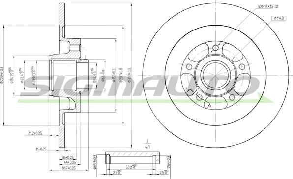 SIGMAUTO DBB725S - Тормозной диск autospares.lv