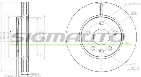 SIGMAUTO DBB721V - Тормозной диск autospares.lv