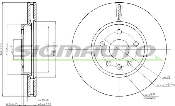 SIGMAUTO DBB722V - Тормозной диск autospares.lv