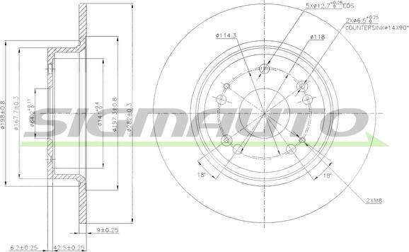 SIGMAUTO DBB776S - Тормозной диск autospares.lv