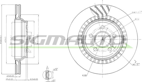 SIGMAUTO DBB771V - Тормозной диск autospares.lv