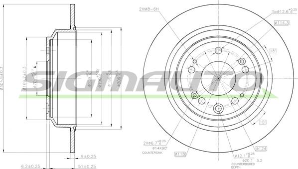 SIGMAUTO DBB778S - Тормозной диск autospares.lv