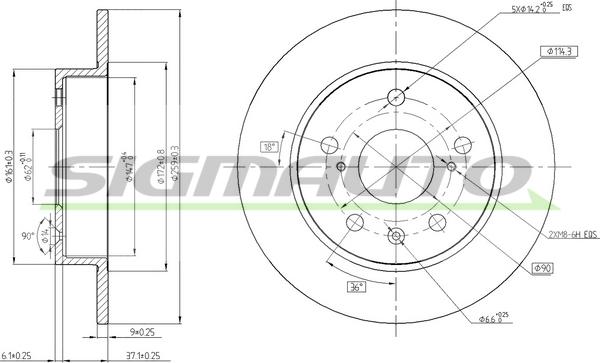 SIGMAUTO DBC493S - Тормозной диск autospares.lv