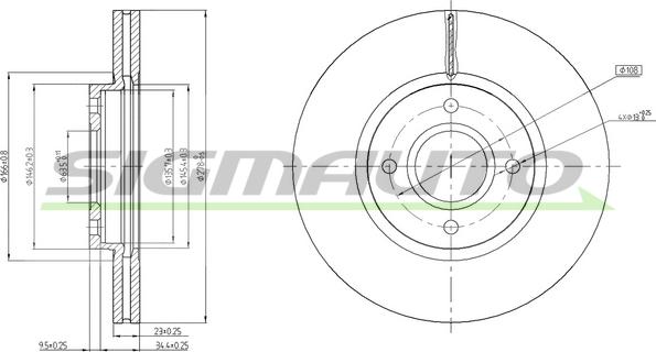 SIGMAUTO DBC461V - Тормозной диск autospares.lv