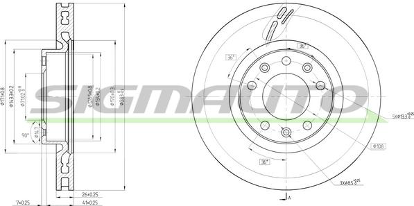 SIGMAUTO DBC405V - Тормозной диск autospares.lv