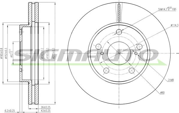 SIGMAUTO DBC401V - Тормозной диск autospares.lv