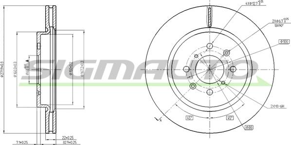 SIGMAUTO DBC410V - Тормозной диск autospares.lv