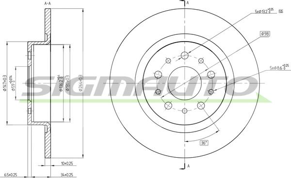 SIGMAUTO DBC435S - Тормозной диск autospares.lv