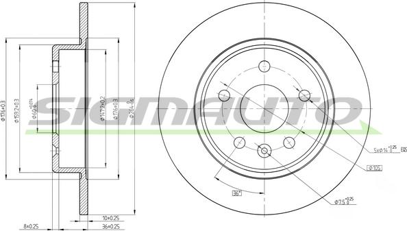 SIGMAUTO DBC426S - Тормозной диск autospares.lv