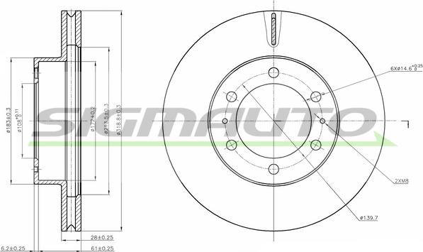 SIGMAUTO DBC475V - Тормозной диск autospares.lv