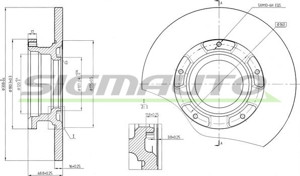 SIGMAUTO DBC471S - Тормозной диск autospares.lv