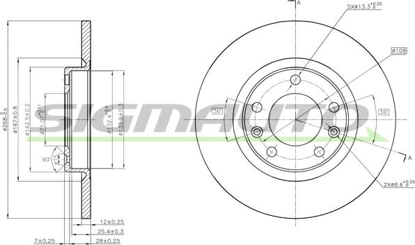 SIGMAUTO DBC569S - Тормозной диск autospares.lv