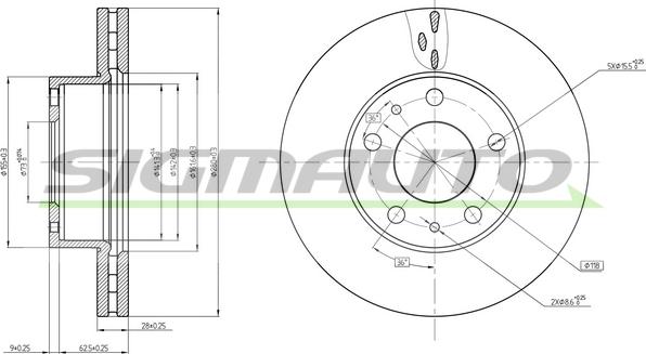 SIGMAUTO DBC659V - Тормозной диск autospares.lv