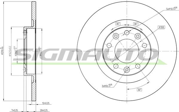 SIGMAUTO DBC654S - Тормозной диск autospares.lv