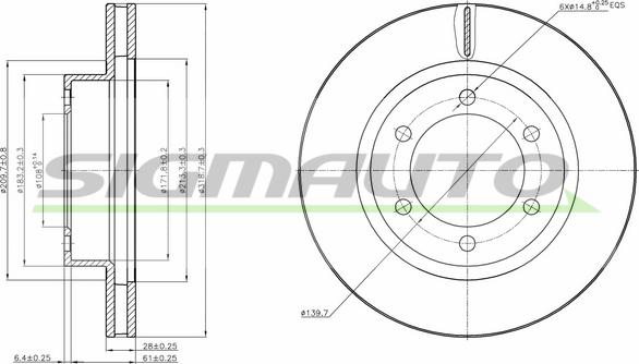 SIGMAUTO DBC606V - Тормозной диск autospares.lv