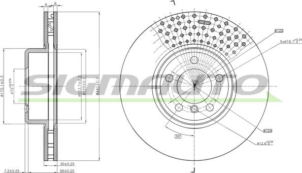 SIGMAUTO DBC614V - Тормозной диск autospares.lv