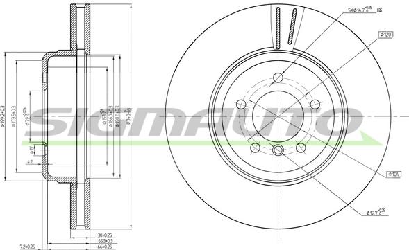 SIGMAUTO DBC616V - Тормозной диск autospares.lv