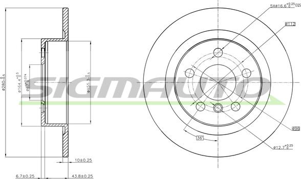 SIGMAUTO DBC612S - Тормозной диск autospares.lv