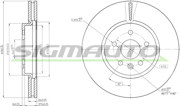 SIGMAUTO DBC684V - Тормозной диск autospares.lv