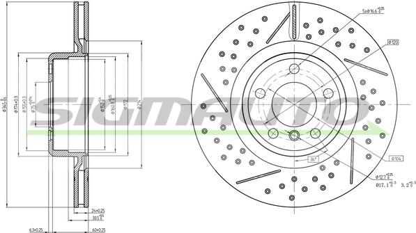 SIGMAUTO DBC621V - Тормозной диск autospares.lv