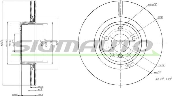 SIGMAUTO DBC623V - Тормозной диск autospares.lv