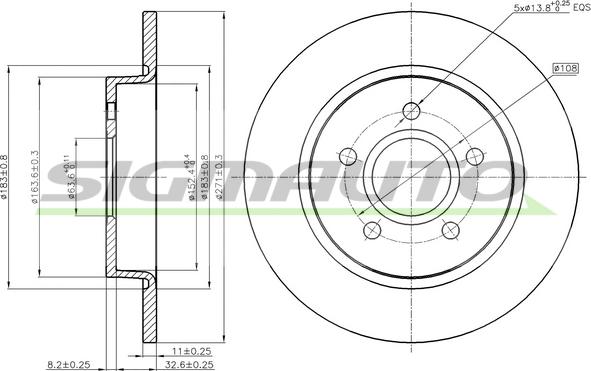 SIGMAUTO DBC061S - Тормозной диск autospares.lv