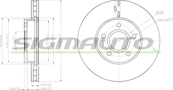 SIGMAUTO DBC062V - Тормозной диск autospares.lv