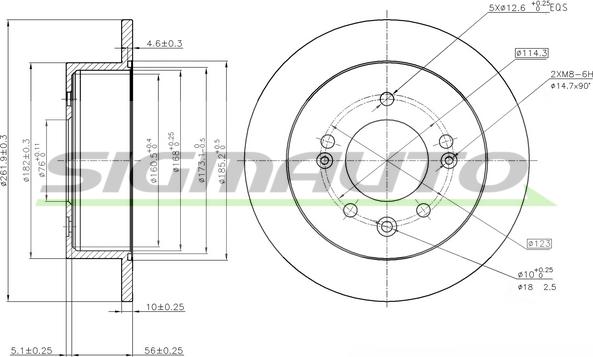 SIGMAUTO DBC005S - Тормозной диск autospares.lv