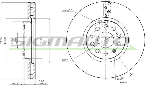 SIGMAUTO DBC016V - Тормозной диск autospares.lv