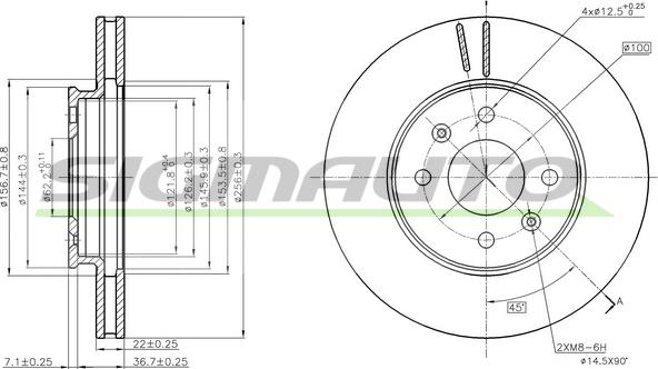 SIGMAUTO DBC089V - Тормозной диск autospares.lv